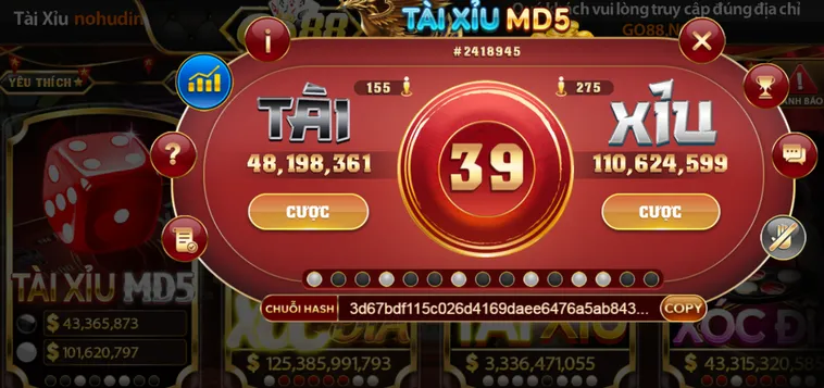 Casino Tài Xỉu MD5 Tại Go88 Với Cơ Chế Trả Thưởng Vô Cùng Hấp Dẫn